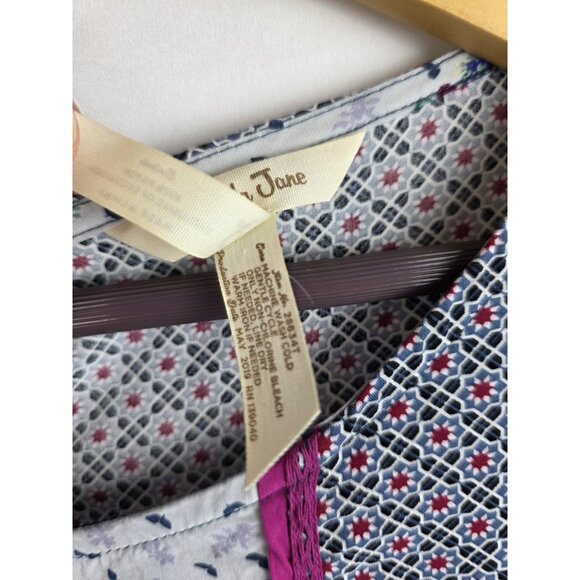 Matilda Jane Womens Shirt Size Large Blue A Quick Getaway Half Sleeve Top Blouse - Picture 8 of 11